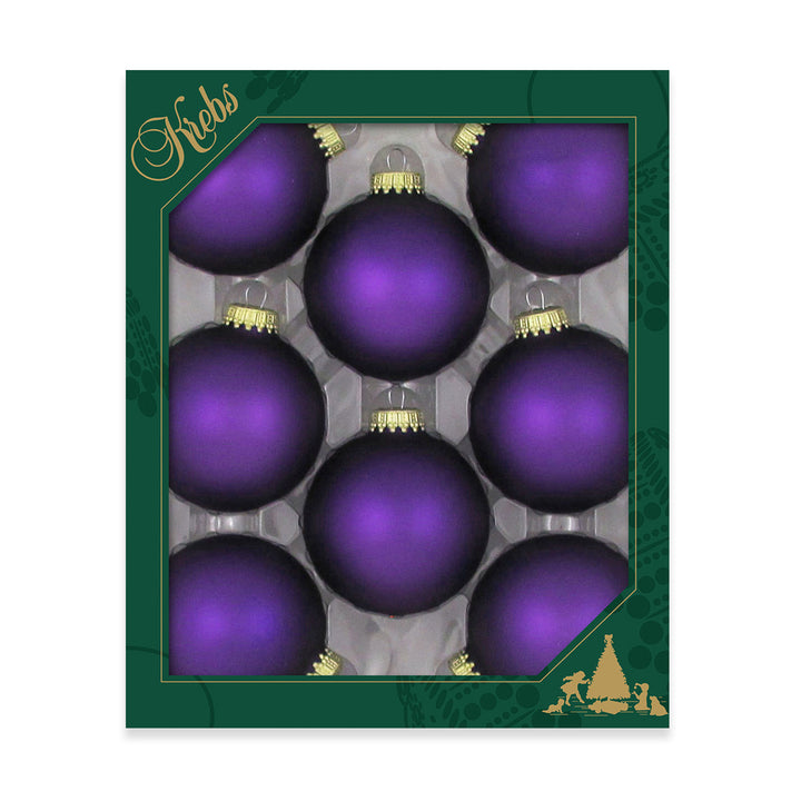 2 5/8" (67mm) Ball Ornaments, Gold Caps, Prism Violet Velvet, 8/Box, 12/Case, 96 Pieces