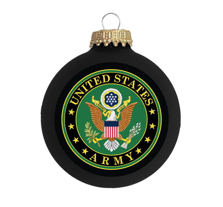 3 1/4" (80mm) Ball Ornaments, US Army Logo and Hymn, Ebony Velvet, 1/Box, 12/Case, 12 Pieces