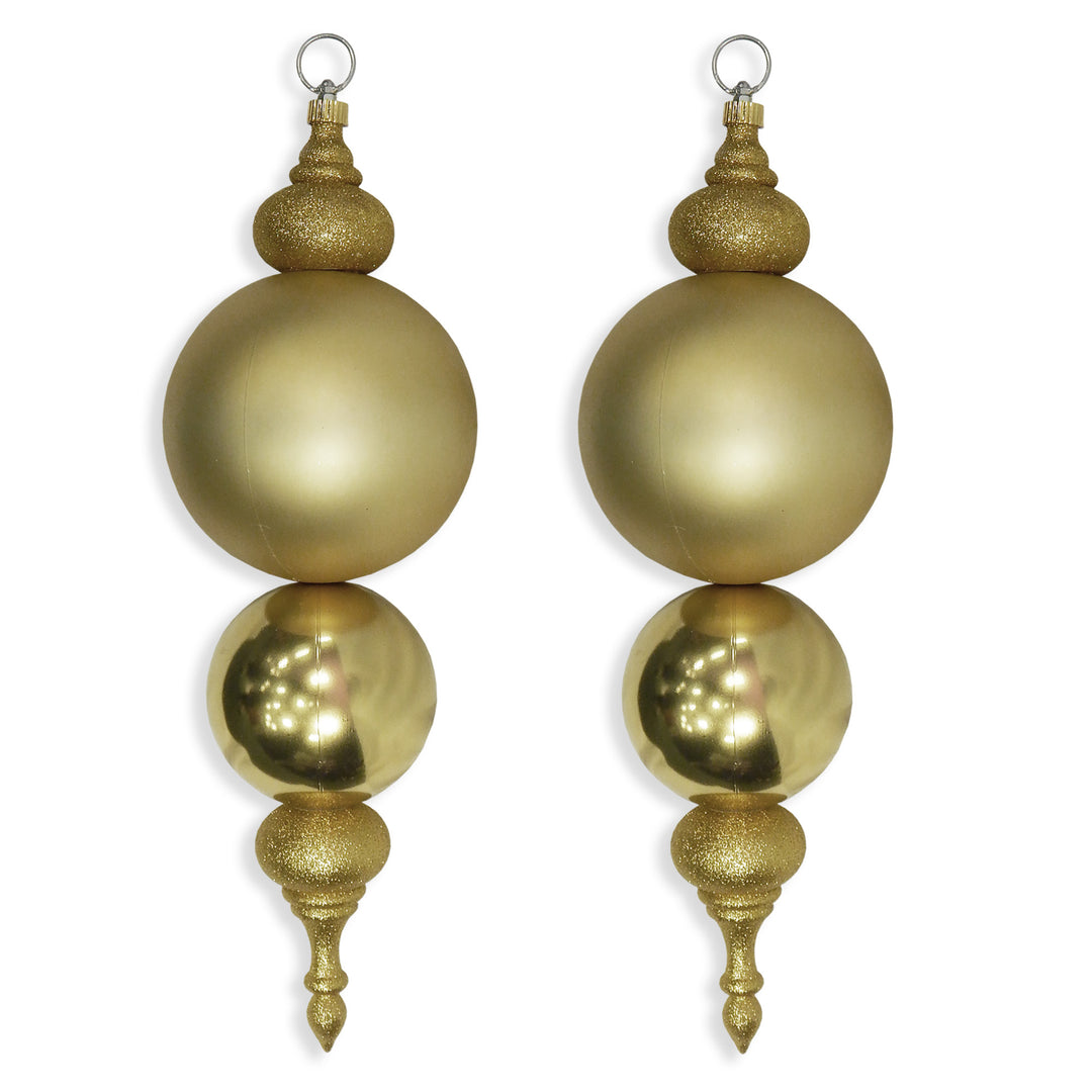 25.5" Giant Commercial Shatterproof Multipiece Finials, Gold, Case, 2 Pieces