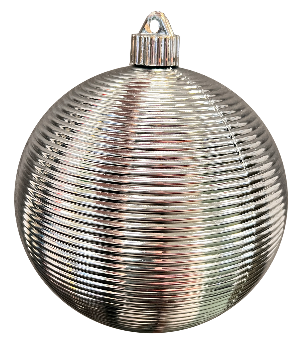 6" (150mm) Large Commercial Round Spiral Shatterproof Ornaments, Looking Glass Silver Shiny, Case, 12 Pieces