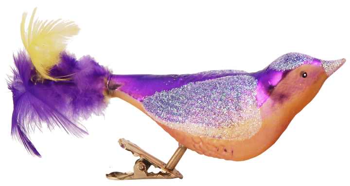 6 1/2" (165mm) Colorful Clip-On Bird Figurine Ornaments, 3/Box, 12/Case, 36 Pieces