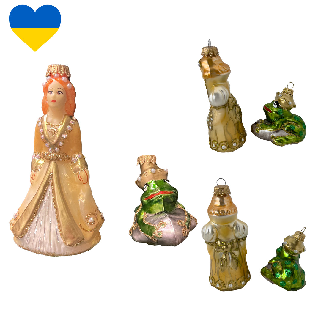 2.5" and 4.6" The Frog Prince & Princess, Gold/ Green Figurine Ornaments, 2/Box, 8/Case, 16 Pieces