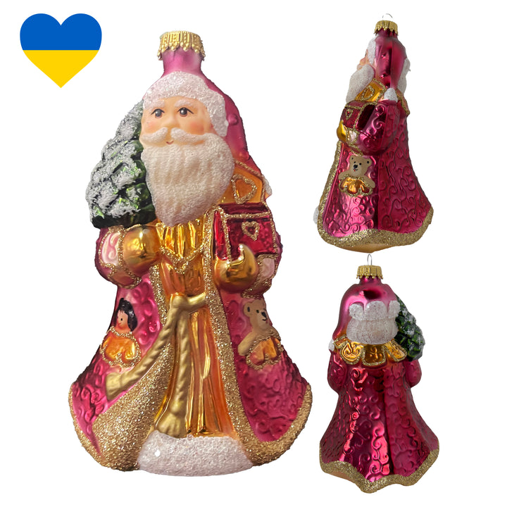 6.6" (15cm) Santa with Treasure, Red/ Gold,  Figurine Ornaments, 1/Box, 6/Case, 6 Pieces