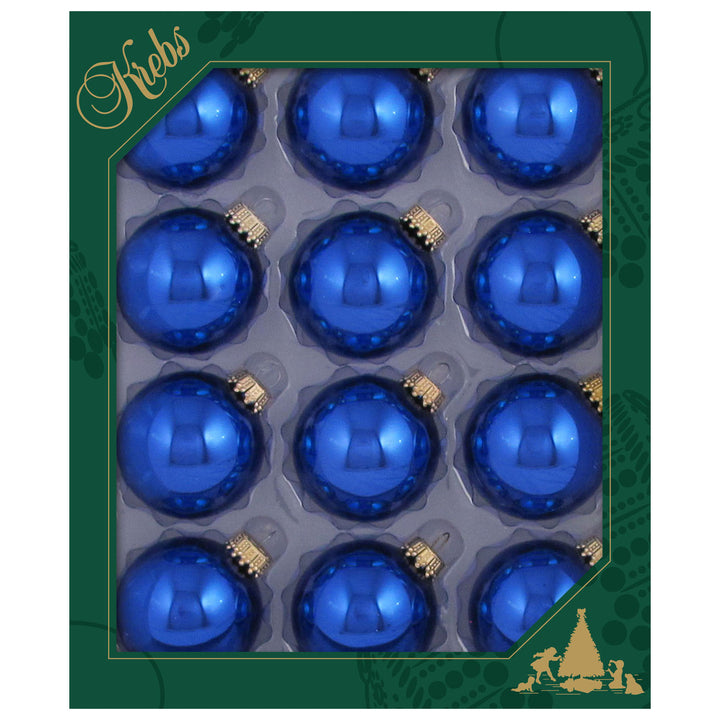 2" (50mm) Ball Ornaments, Gold Caps, Victoria Blue, 12/Box, 12/Case, 144 Pieces