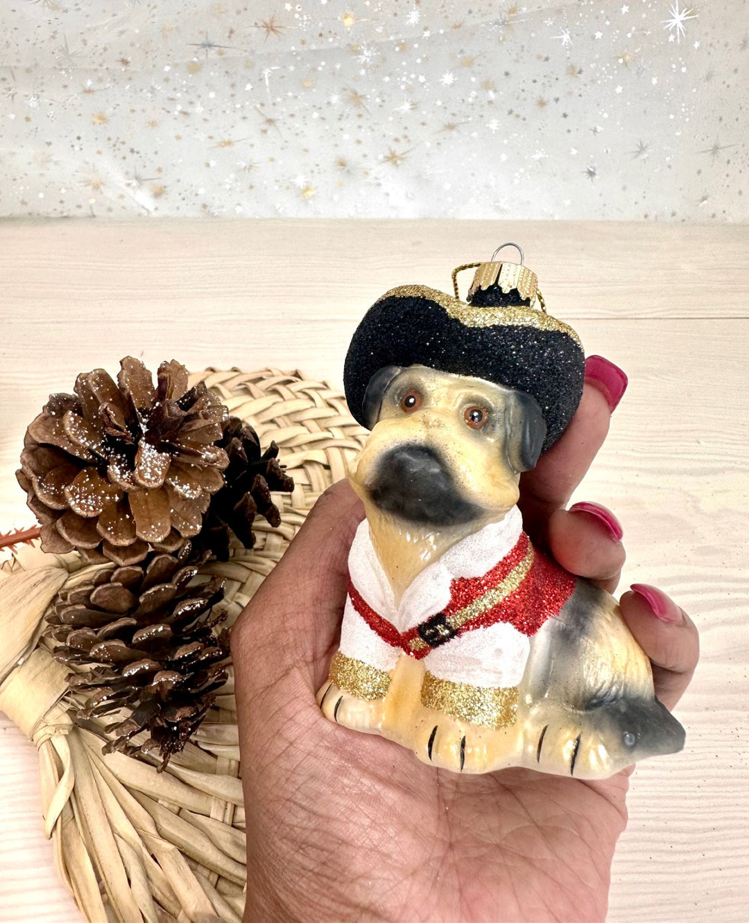 3 3/4" (95mm) Pirate Pug Figurine Ornaments, 1/Box, 6/Case, 6 Pieces