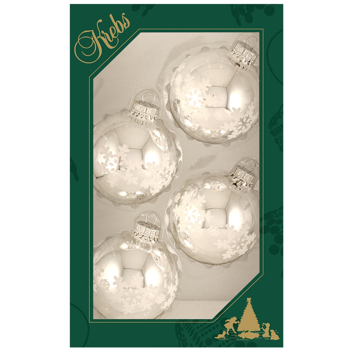 2 5/8" (67mm) Glass Ball Ornaments, Blue/Silver/White Assortment, 4/Box, 12/Case, 48 Pieces