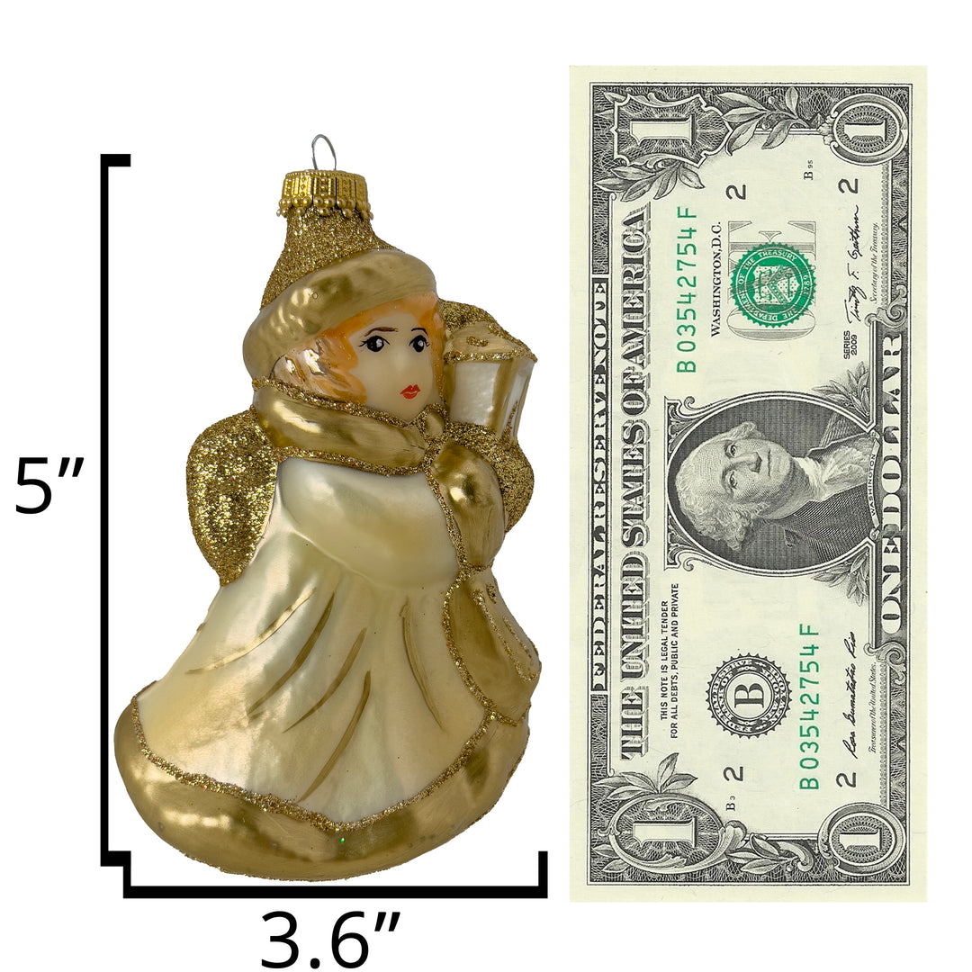 5" (13cm) Enchanted Gold Angel with Lantern Figurine Ornaments, 1/Box, 6/Case, 6 Pieces