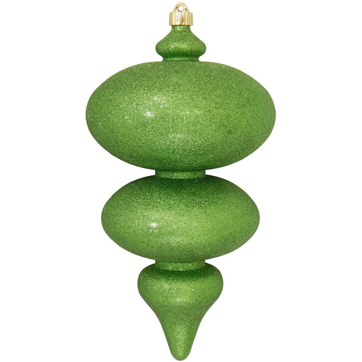 15" (380mm) Giant Commercial Shatterproof Finials, Lime Glitter, Case, 4 Pieces