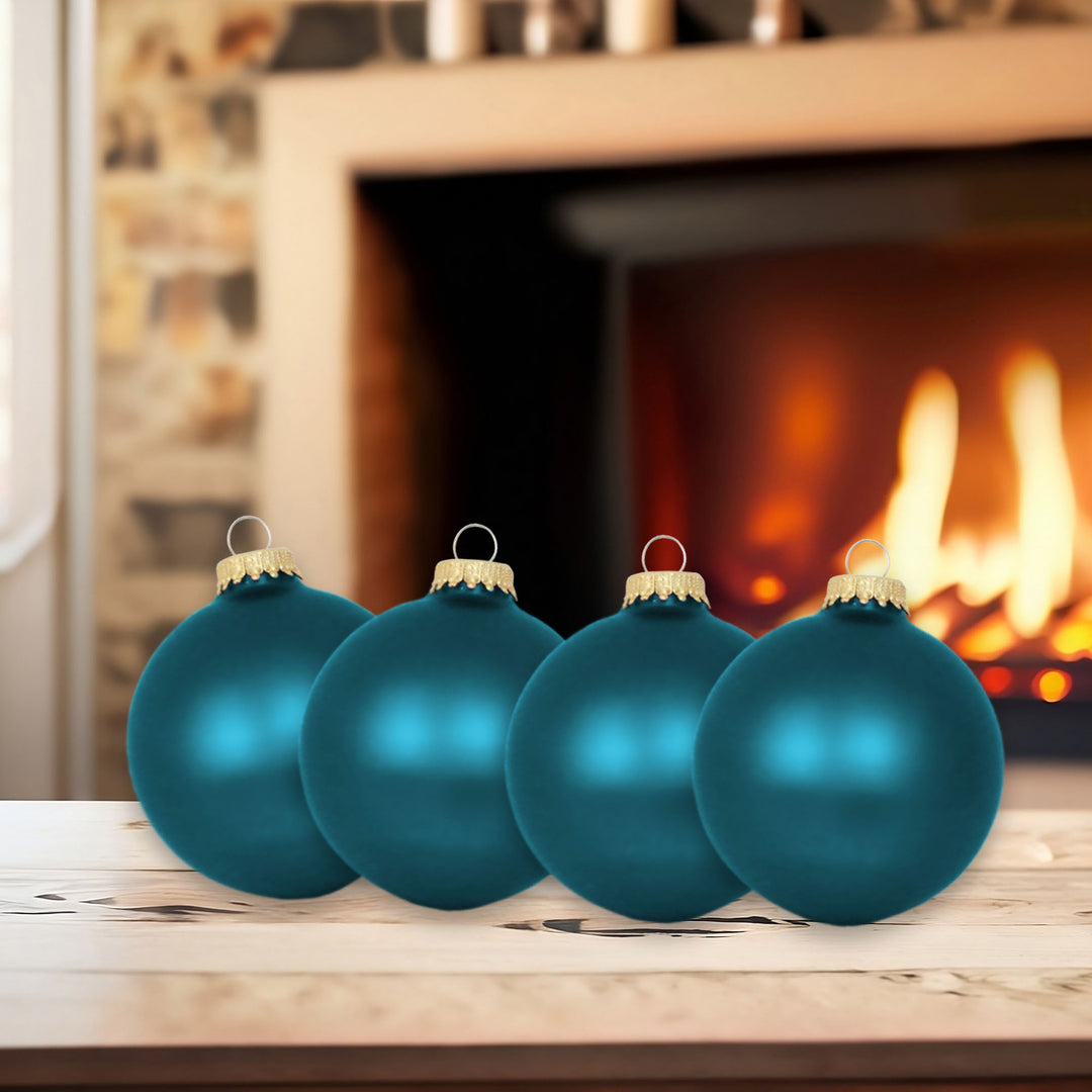2 5/8" (67mm) Ball Ornaments, 8/Box, 12/Case, 96 Pieces (Turquoise Bliss Velvet)
