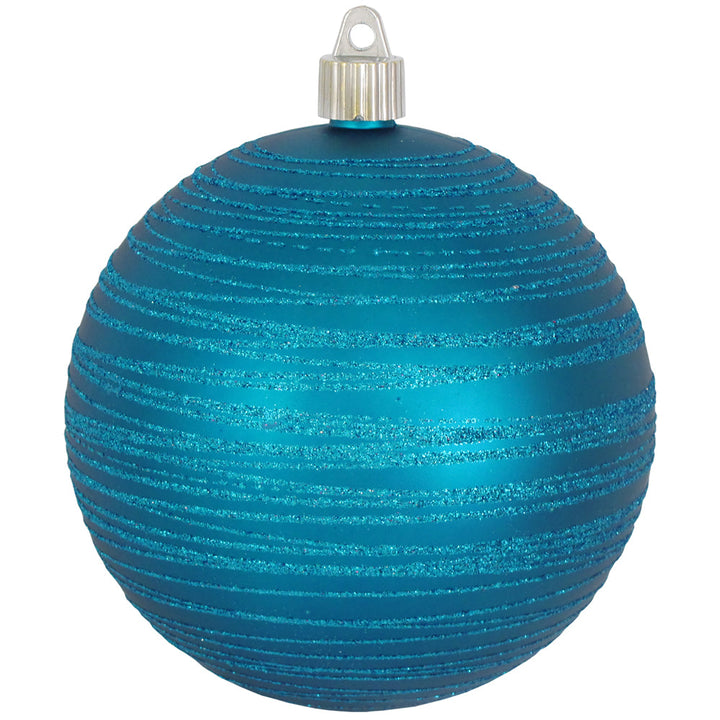4 3/4" (120mm) Jumbo Commercial Shatterproof Ball Ornament, Aloha with Aqua Tangles, Case, 24 Pieces