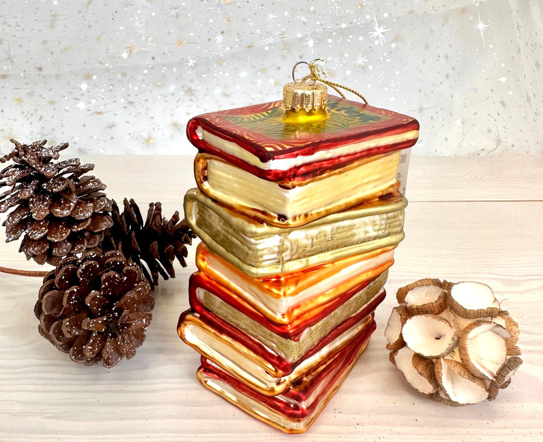 4" (100mm) Stack of Books Figurine Ornaments, 1/Box, 6/Case, 6 Pieces