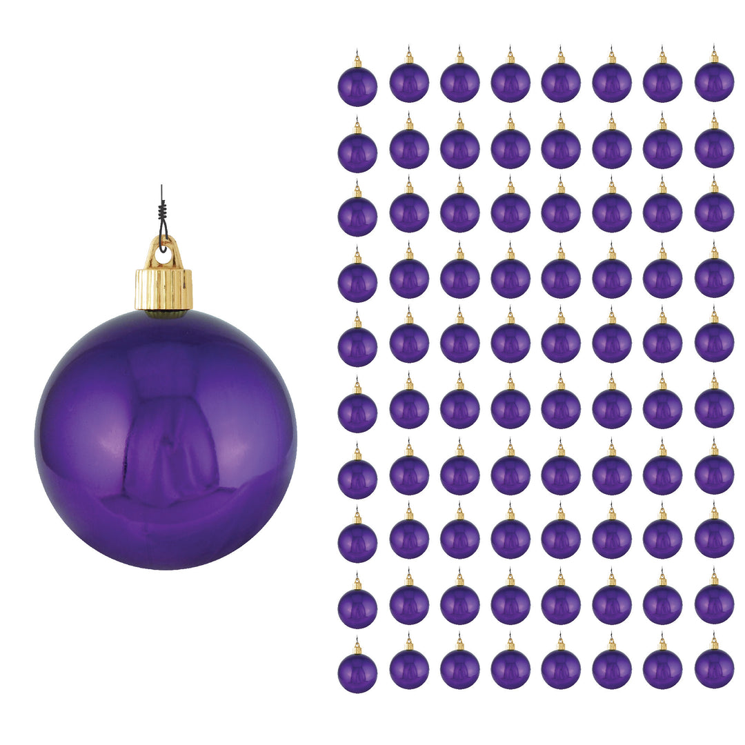 3 1/4" (80mm) Commercial Pre-Wired Shatterproof Ball Ornament, Vivacious Purple, Case, 80 Pieces