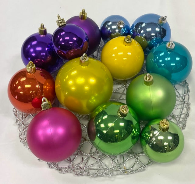 Christmas By Krebs Shatterproof 9 Ft. Garland Decorating Kits - ORNAMENTS ONLY - UV and Weather Resistant (Multicolor Purple Pink Yellow Orange Turquoise Blue & Green)