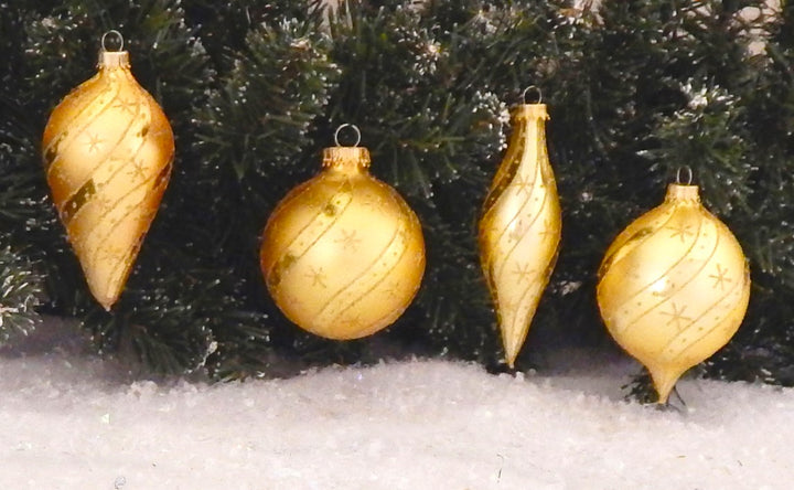 Assorted Sizes Glass Finials, Gold Multi, 12/Box, 4/Case, 48 Pieces