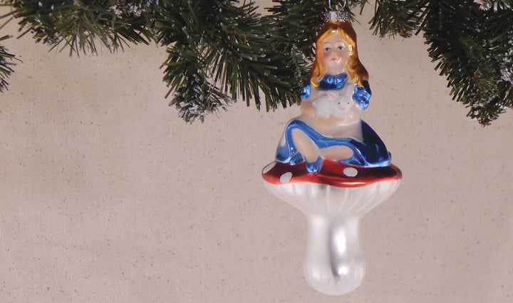 4" (100mm) Alice on Mushroom Figurine Ornaments, 1/Box, 6/Case, 6 Pieces