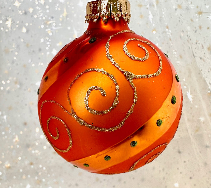 2 5/8" (67mm) Glass Ball Ornaments, Candy Brights with Dotted Swirls and Scrolls, 4/Box, 12/Case, 48 Pieces