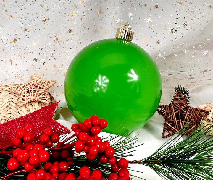 6" (150mm) Large Commercial Shatterproof Ball Ornaments, Kiwi Green, 1/Box, 12/Case, 12 Pieces
