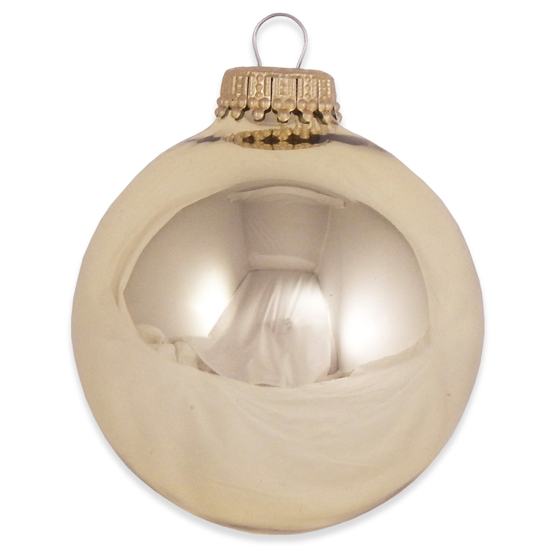 2 5/8" (67mm) Ball Ornaments, Gold Caps, Tiffany Gold, 8/Box, 12/Case, 96 Pieces