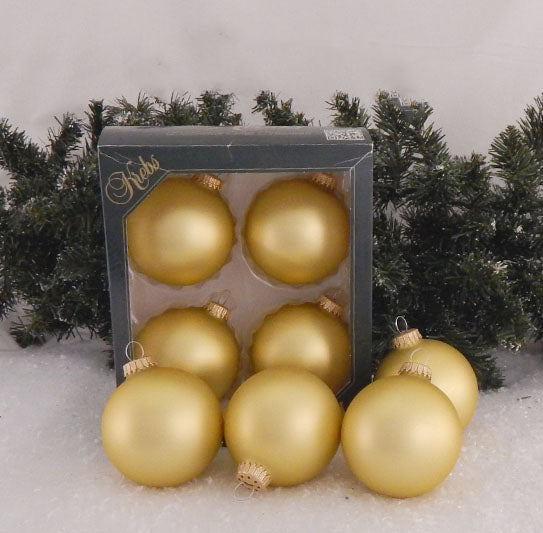 3 1/4" (80mm) Glass Ball Ornament, Gold Velvet, 4/Box, 12/Case, 48 Pieces