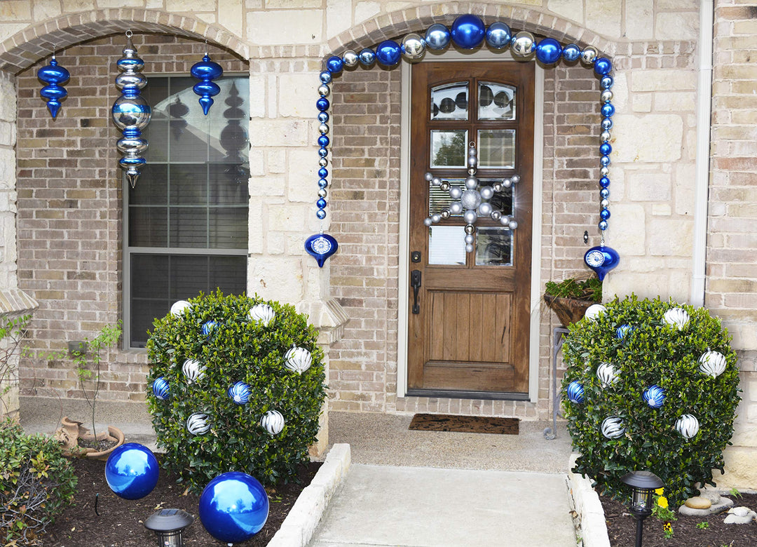 12" (300mm) Giant Commercial Shatterproof Ball Ornament, Dark Blue Glitter, Case, 2 Pieces