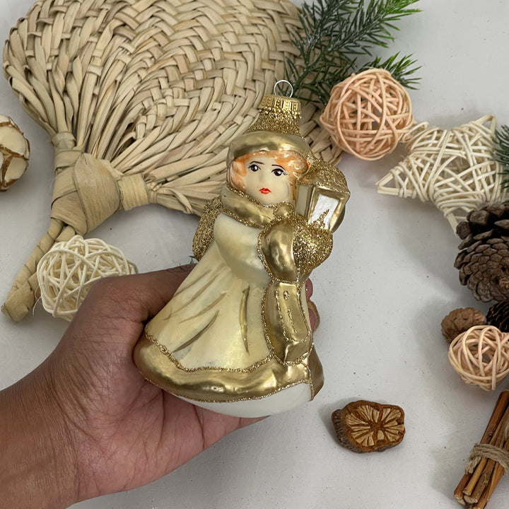 5" (13cm) Enchanted Gold Angel with Lantern Figurine Ornaments, 1/Box, 6/Case, 6 Pieces