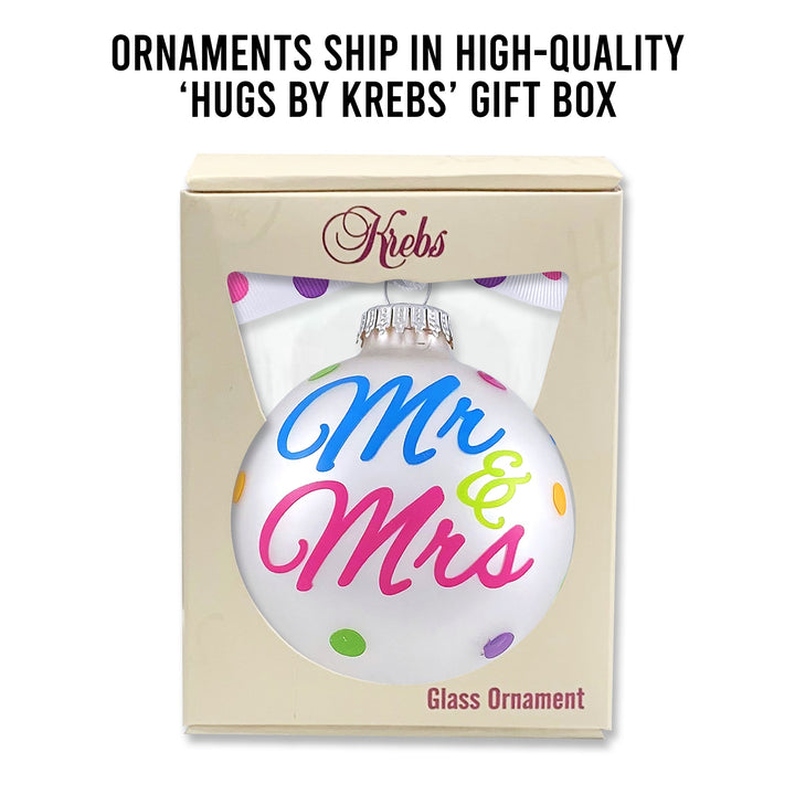 3 1/4" (80mm) Personalizable Hugs Specialty Gift Ornaments, Mr. & Mrs. Design, Silver Pearl, 1/Box, 12/Case, 12 Pieces