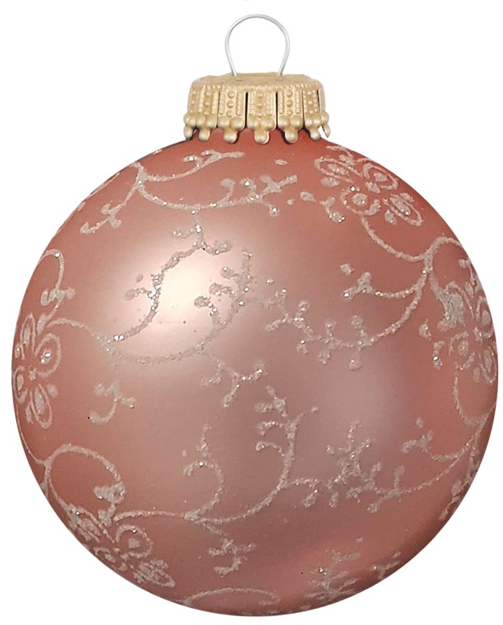 2 5/8" (67mm) Ball Ornaments Glitterlace, White, 4/Box, 12/Case, 48 Pieces