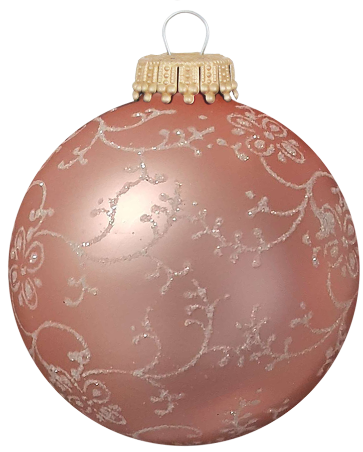 2 5/8" (67mm) Ball Ornaments Glitterlace, White, 4/Box, 12/Case, 48 Pieces