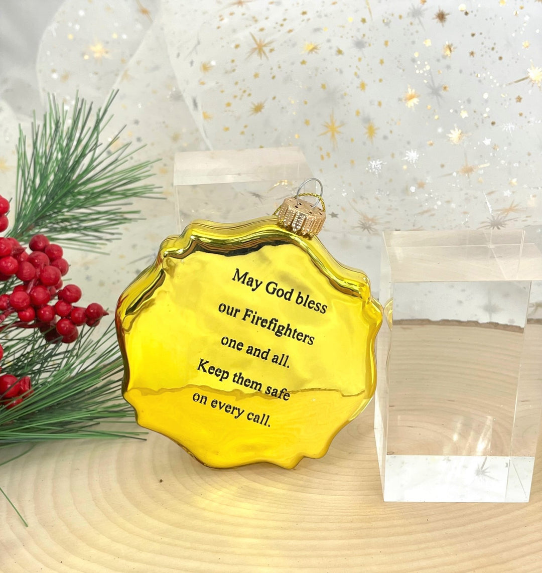 3 1/2" (89mm) Firefighter Badge Figurine Ornaments, 1/Box, 6/Case, 6 Pieces