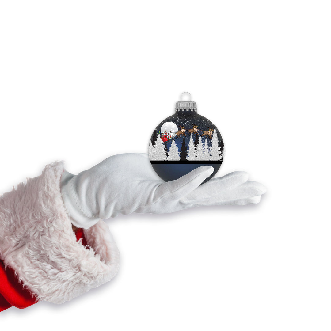 2 5/8" (67mm) Glass Ball Ornaments, Midnight Haze with Spirit Of Christmas Silver Caps, 4/Box, 12/Case, 48 Pieces