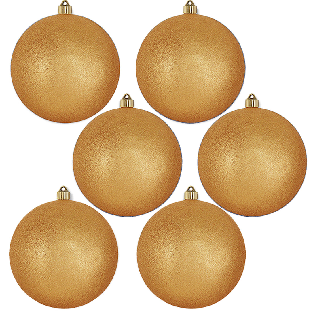 8" (200mm) Giant Commercial Shatterproof Ball Ornament, Antique Gold Glitter, Case, 6 Pieces