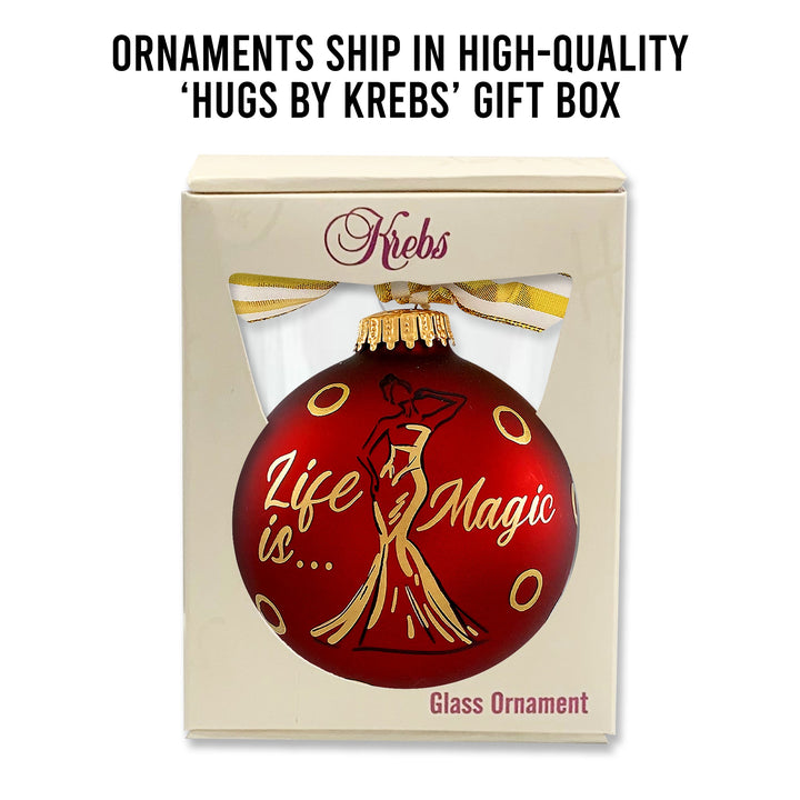 3 1/4" (80mm) Personalizable Hugs Specialty Gift Ornaments, Life is Magic Design, Silver Pearl, 1/Box, 12/Case, 12 Pieces