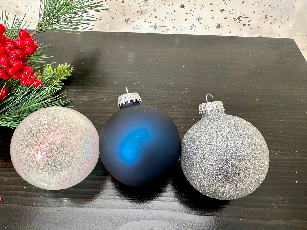 2 5/8" (67mm) Glass Ball Ornament Solid Color Variety Set, Hanukkah, 12/Box, 12/Case, 144 Pieces
