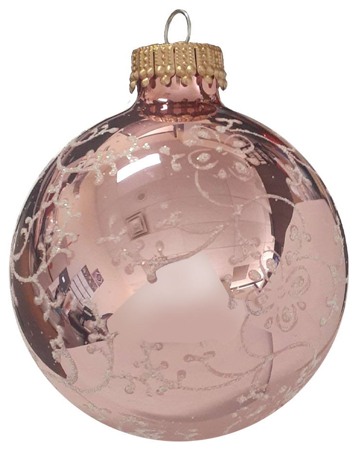 2 5/8" (67mm) Ball Ornaments Glitterlace, White, 4/Box, 12/Case, 48 Pieces