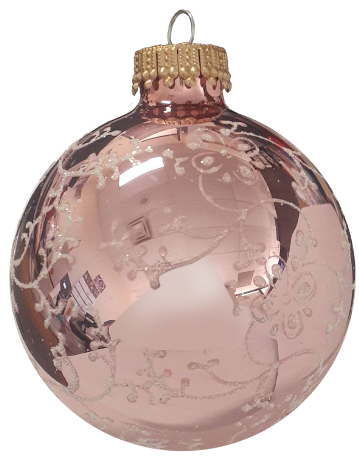 2 5/8" (67mm) Ball Ornaments Glitterlace, White, 4/Box, 12/Case, 48 Pieces