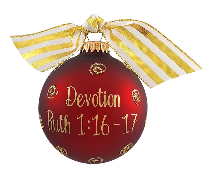 3 1/4" (80mm) Personalizable Hugs Specialty Gift Ornaments, Port Velvet Glass Ball with Bible Hero/ Ruth
