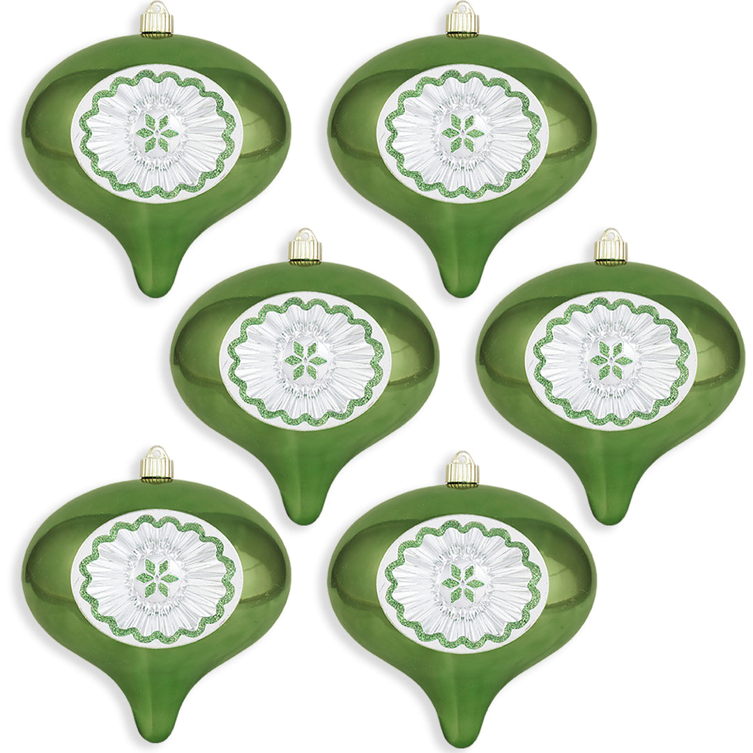 8" (200mm) Large Commercial Shatterproof Reflector Onion Ornaments, Limeade Green, Case, 6 Pieces