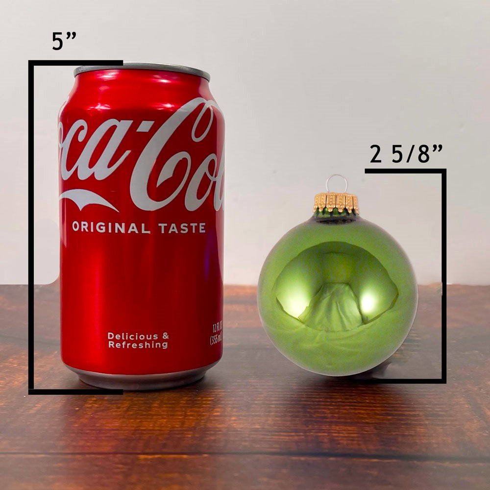 2 5/8" (67mm) Ball Ornaments, Gold Caps, Jungle Green Shine, 8/Box, 12/Case, 96 Pieces