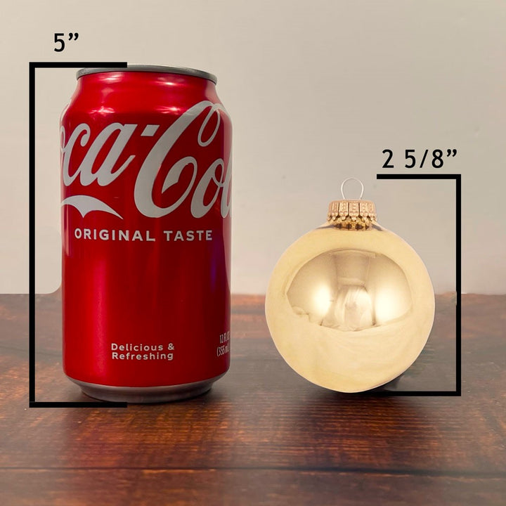 2 5/8" (67mm) Ball Ornaments, Gold Caps, Tiffany Gold, 8/Box, 12/Case, 96 Pieces