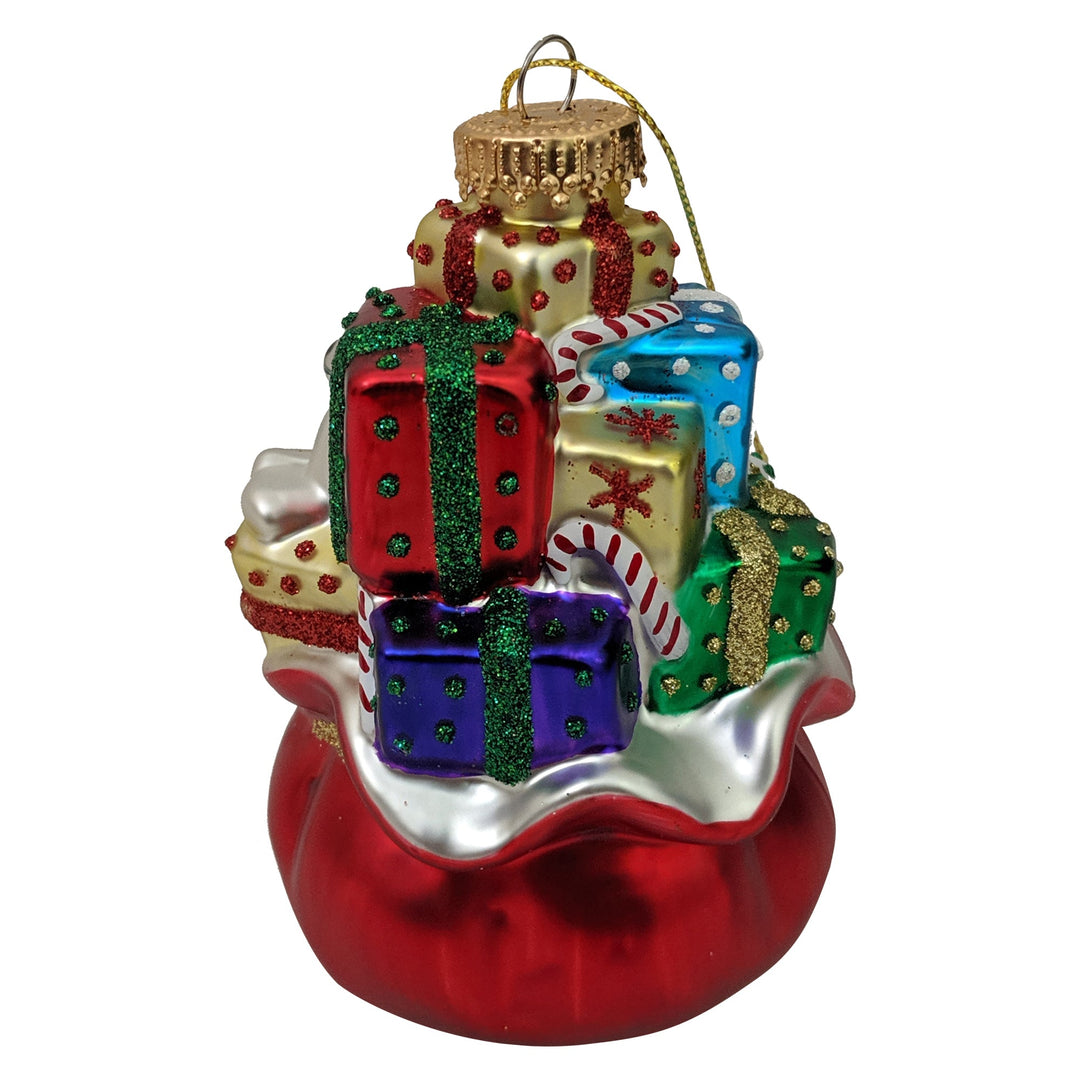 4" (100mm) Santa Bag Glass Figurine Ornaments, 1/Box, 6/Case, 6 Pieces