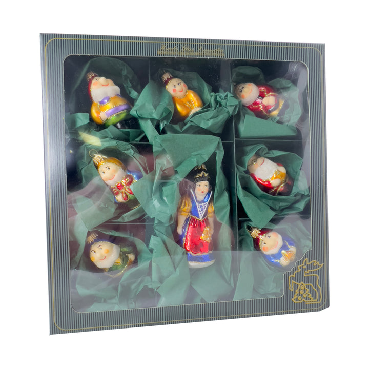 3" and 4.25" Fairytale Snow White & 7 dwarfs Multicolor set Ornaments, 8/Box, 4/Case, 32 Pieces