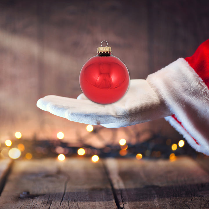 2" (50mm) Ball Ornaments, Gold Caps, Christmas Red, 12/Box, 12/Case, 144 Pieces