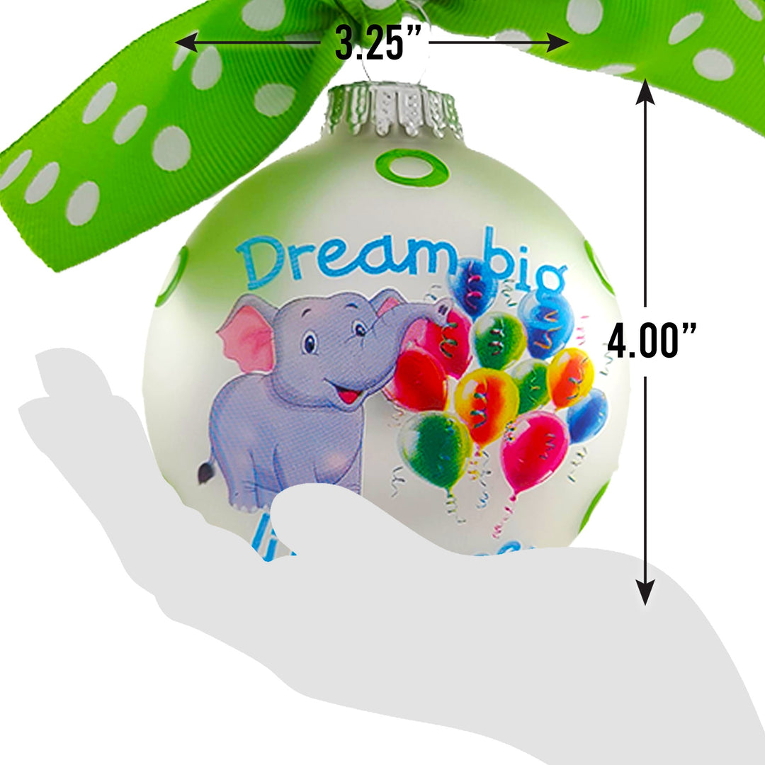 3 1/4" (80mm) Personalizable Hugs Specialty Gift Ornaments, Silver Pearl Ball with Dream Big