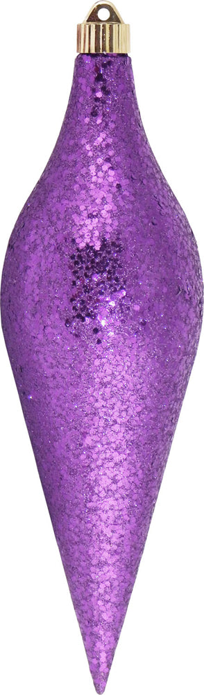 12 2/3" (320mm) Large Commercial Shatterproof Drop Ornaments, Purple Glitz, Case, 12 Pieces