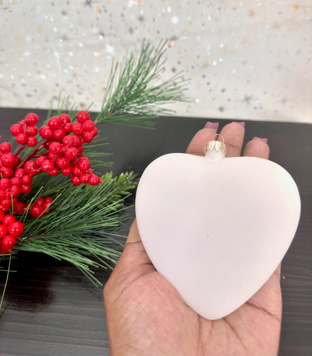 3 1/2" (89mm) Frost Glass Heart Ornament, 1/Box, 12/Case, 12 Pieces