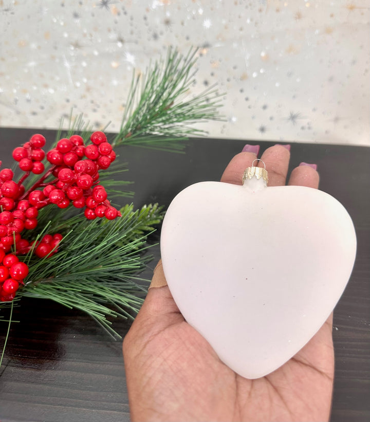 3 1/2" (89mm) Frost Glass Heart Ornament, 1/Box, 12/Case, 12 Pieces