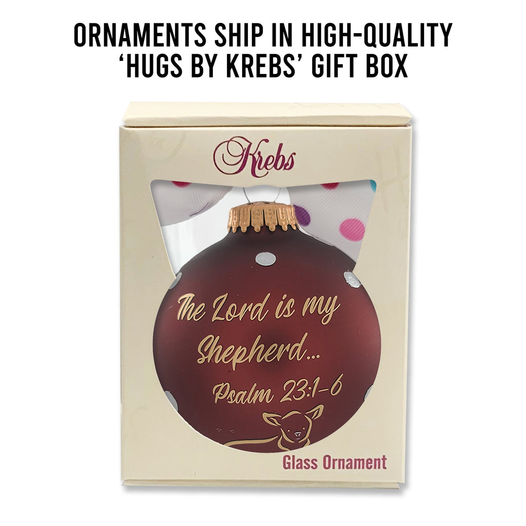 3 1/4" (80mm) Personalizable Hugs Specialty Gift Ornaments, Mustang Velvet Glass Ball with The Lord is my Shepherd