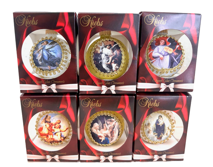 3 1/4" (80mm) Ball Ornaments, Silk Dated Angels 2023, Multi, 1/Box, 12/Case, 12 Pieces