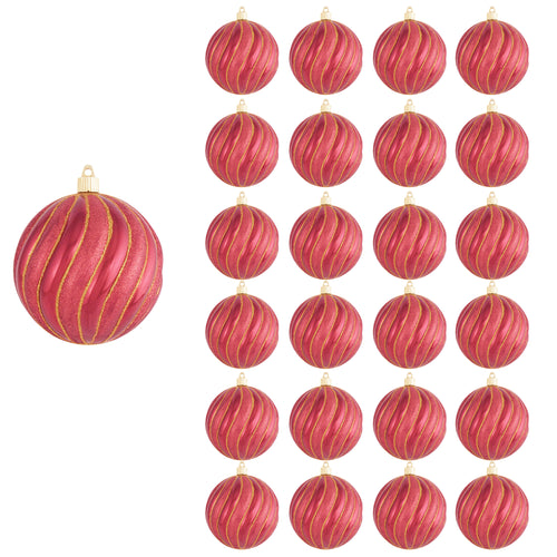 Sonic Red 4 3/4" (120mm) Shatterproof Swirled Ball with Sonic Red / Gold Swirls, Case, 24 Pieces