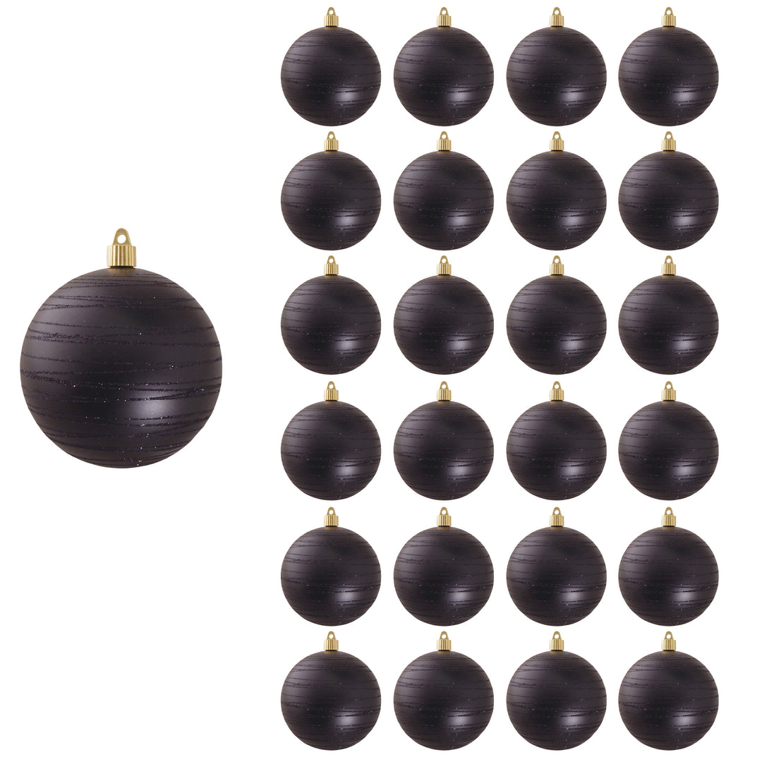 4 3/4" (120mm) Jumbo Commercial Shatterproof Ball Ornament, Soot with Black Tangles, Case, 24 Pieces